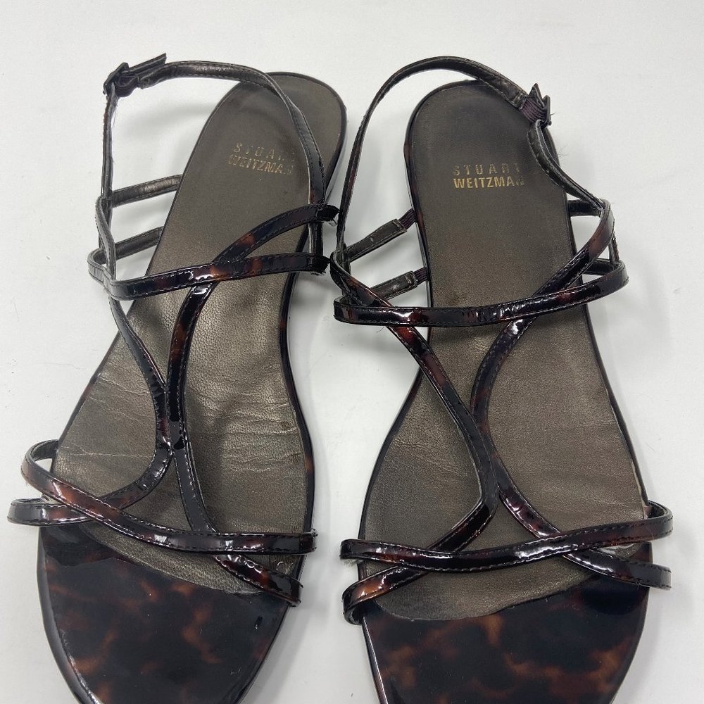 Strappy Tortoise Shell Patent Sandals
